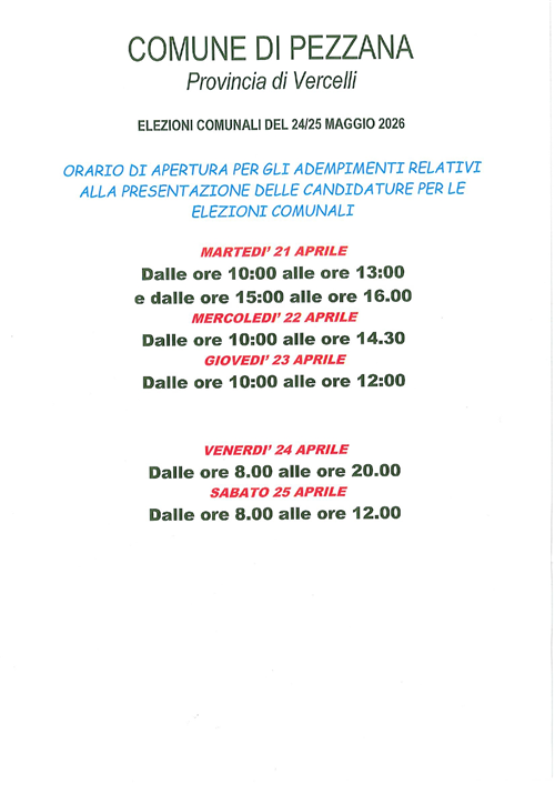 Elezioni comunali del 24/25 maggio 2026